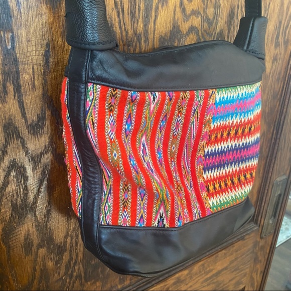 Albano Multicolor Mix Match Pattern Black Purse Hand Bag Cross Body - Picture 4 of 12